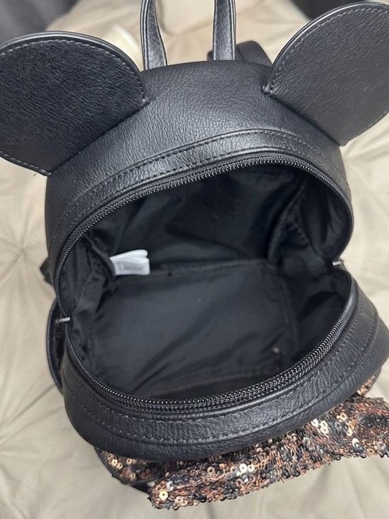 black rose gold mini backpack Delia Inside pocket for additional storage EXCLUSIVE DROP: Loungefly Disney Parks